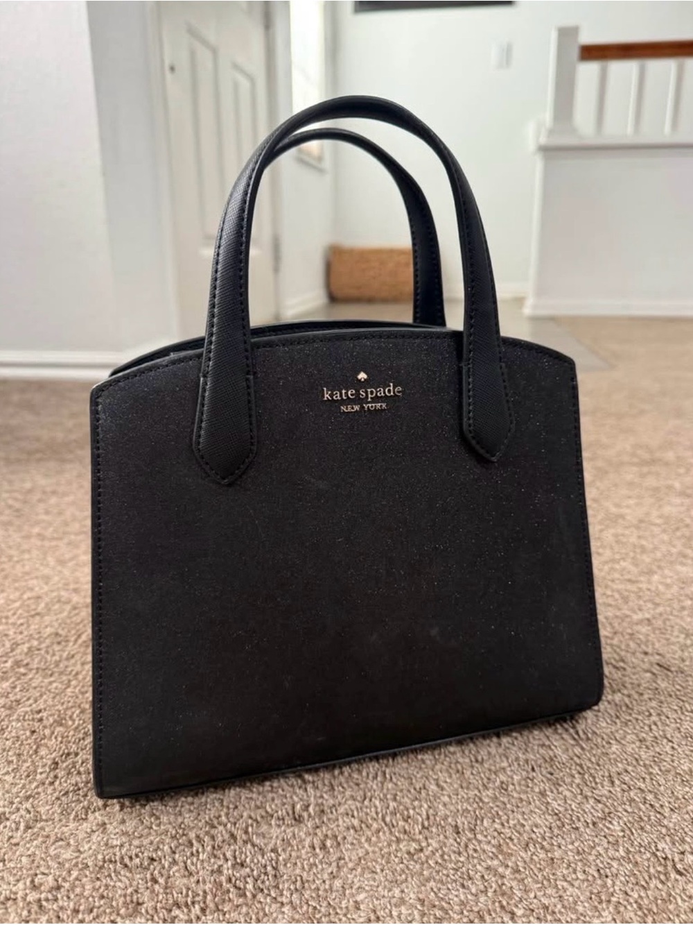 kate spade Black Sparkle Structured Top-Handle Satchel